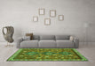 Machine Washable Persian Green Traditional Area Rugs in a Living Room,, wshtr719grn