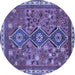 Round Machine Washable Persian Blue Traditional Rug, wshtr719blu