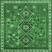 Square Machine Washable Persian Emerald Green Traditional Area Rugs, wshtr719emgrn