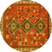 Round Persian Yellow Traditional Rug, tr719yw