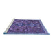 Sideview of Machine Washable Persian Blue Traditional Rug, wshtr719blu