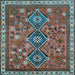 Square Machine Washable Persian Light Blue Traditional Rug, wshtr719lblu