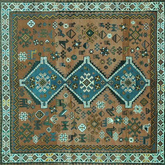 Square Persian Turquoise Traditional Rug, tr719turq
