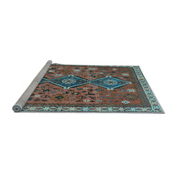 Sideview of Machine Washable Persian Light Blue Traditional Rug, wshtr719lblu