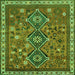 Round Machine Washable Persian Green Traditional Area Rugs, wshtr719grn