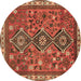 Round Persian Brown Traditional Rug, tr719brn