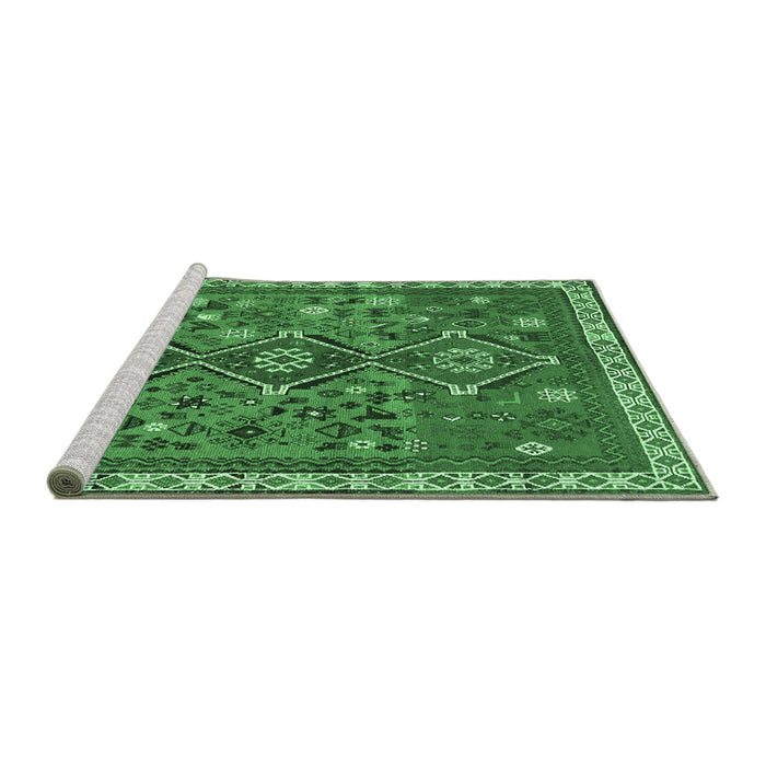 Sideview of Machine Washable Persian Emerald Green Traditional Area Rugs, wshtr719emgrn