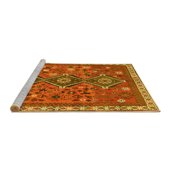 Sideview of Machine Washable Persian Yellow Traditional Rug, wshtr719yw