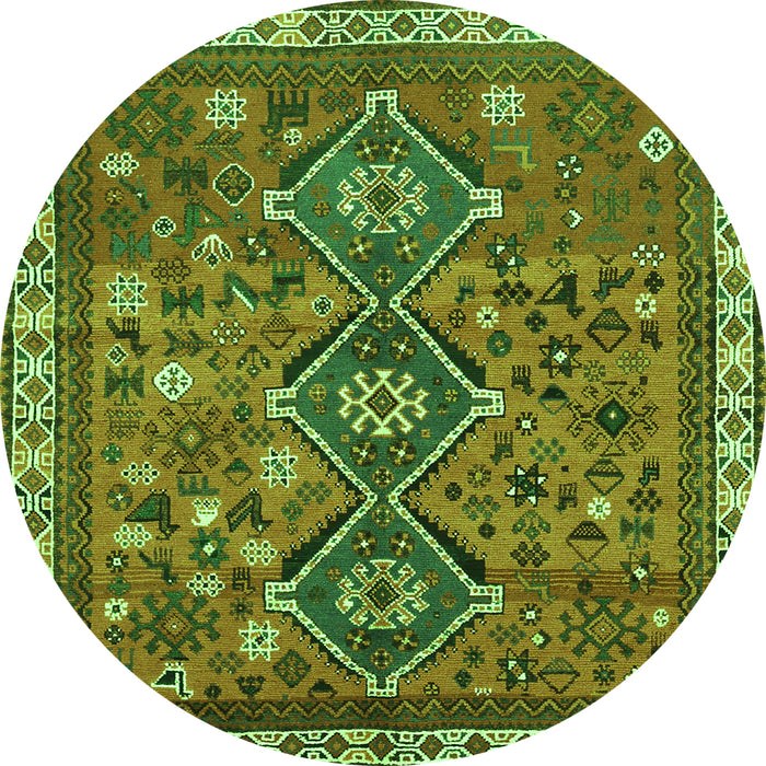Square Persian Green Traditional Rug, tr719grn