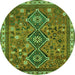 Square Persian Green Traditional Rug, tr719grn