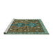 Sideview of Machine Washable Persian Turquoise Traditional Area Rugs, wshtr719turq