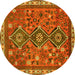 Round Machine Washable Persian Yellow Traditional Rug, wshtr719yw