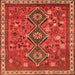 Round Machine Washable Persian Orange Traditional Area Rugs, wshtr719org