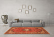 Machine Washable Medallion Orange Traditional Area Rugs in a Living Room, wshtr71org