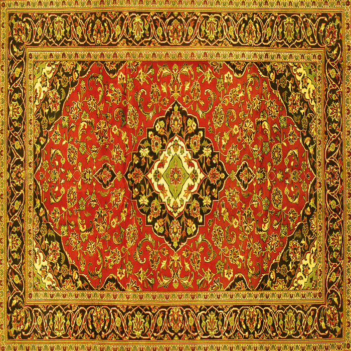 Square Medallion Yellow Traditional Rug, tr71yw