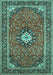 Machine Washable Medallion Turquoise Traditional Area Rugs, wshtr71turq