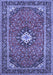 Machine Washable Medallion Blue Traditional Rug, wshtr71blu