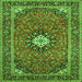 Round Machine Washable Medallion Green Traditional Area Rugs, wshtr71grn