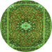 Machine Washable Medallion Green Traditional Area Rugs, wshtr71grn