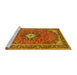 Sideview of Machine Washable Medallion Yellow Traditional Rug, wshtr71yw