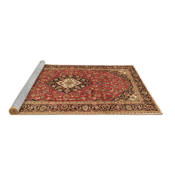 Sideview of Machine Washable Medallion Brown Traditional Rug, wshtr71brn