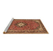 Sideview of Machine Washable Medallion Brown Traditional Rug, wshtr71brn