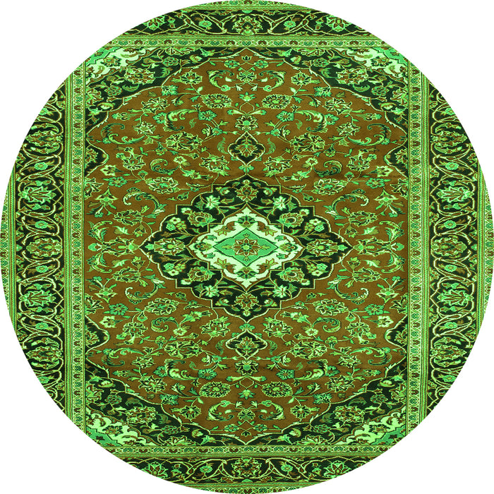 Square Medallion Green Traditional Rug, tr71grn