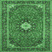 Square Machine Washable Medallion Emerald Green Traditional Area Rugs, wshtr71emgrn