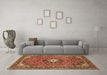 Machine Washable Medallion Brown Traditional Rug in a Living Room,, wshtr71brn