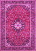 Machine Washable Medallion Pink Traditional Rug, wshtr71pnk