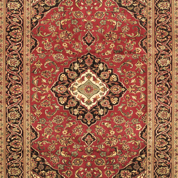 Machine Washable Medallion Brown Traditional Rug, wshtr71brn