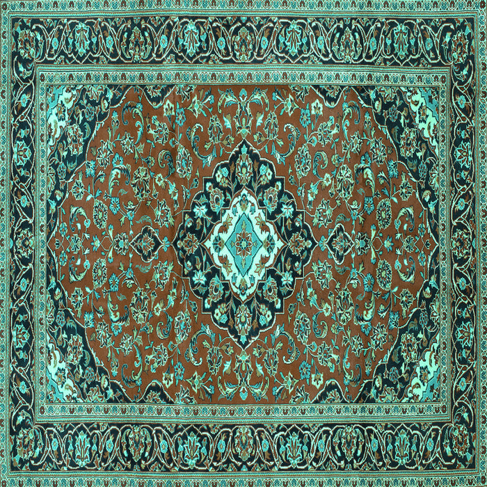 Square Medallion Turquoise Traditional Rug, tr71turq