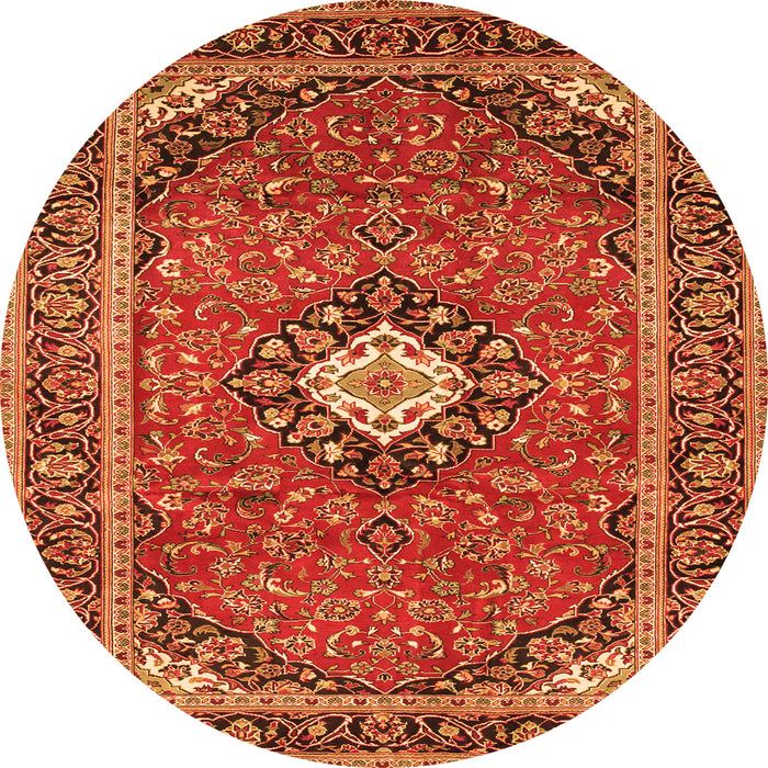 Square Medallion Orange Traditional Rug, tr71org