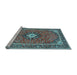 Sideview of Machine Washable Medallion Light Blue Traditional Rug, wshtr71lblu