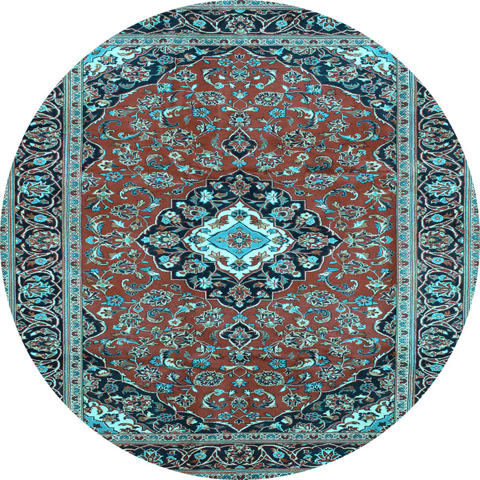 Round Medallion Light Blue Traditional Rug, tr71lblu