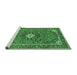 Sideview of Machine Washable Medallion Emerald Green Traditional Area Rugs, wshtr71emgrn