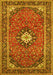 Machine Washable Medallion Yellow Traditional Rug, wshtr71yw