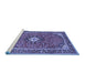 Sideview of Machine Washable Medallion Blue Traditional Rug, wshtr71blu