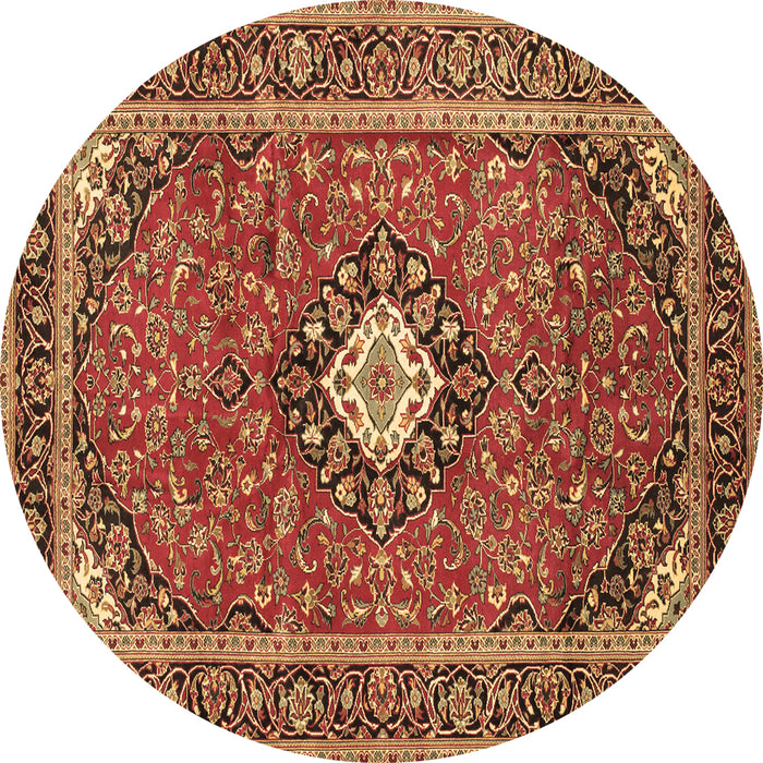 Round Medallion Brown Traditional Rug, tr71brn