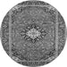 Machine Washable Medallion Gray Traditional Rug, wshtr71gry