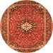 Machine Washable Medallion Orange Traditional Area Rugs, wshtr71org