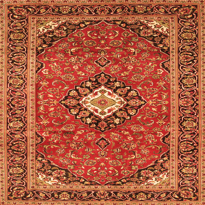 Serging Thickness of Medallion Orange Traditional Rug, tr71org