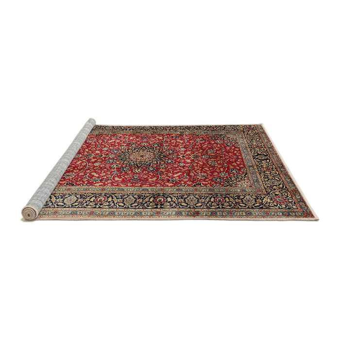 Sideview of Machine Washable Traditional Saffron Red Rug, wshtr72