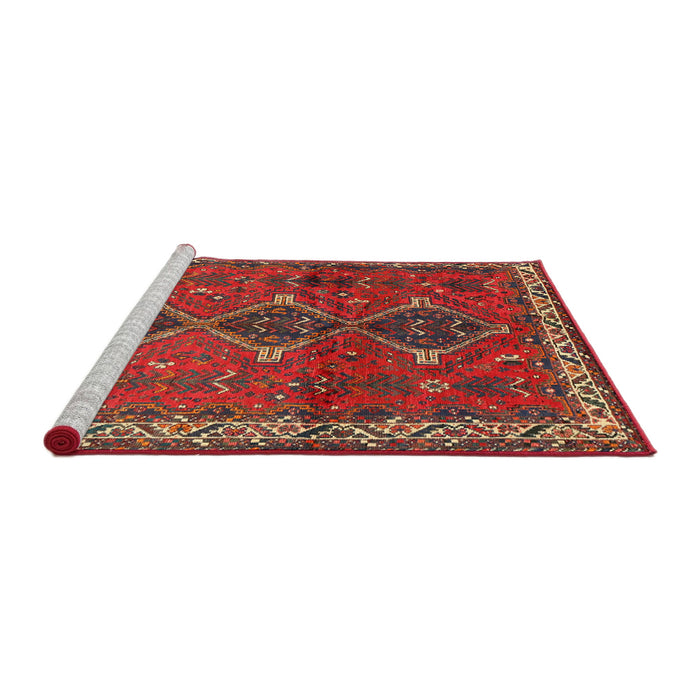 Sideview of Machine Washable Traditional Red Rug, wshtr720