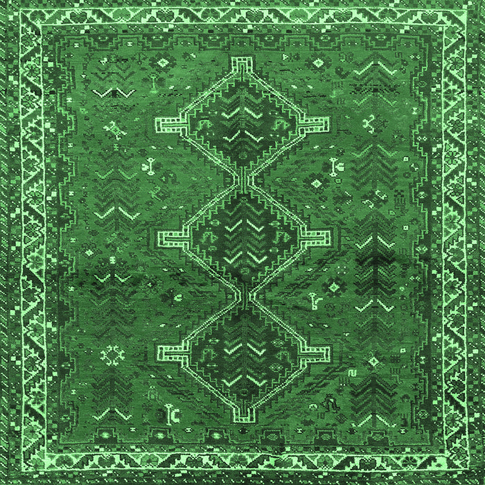 Square Persian Emerald Green Traditional Rug, tr720emgrn