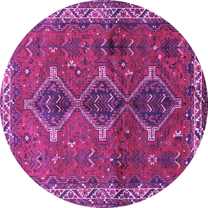 Round Persian Purple Traditional Rug, tr720pur