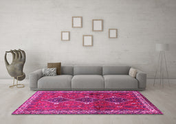 Machine Washable Persian Pink Traditional Rug in a Living Room, wshtr720pnk