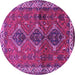 Round Machine Washable Persian Purple Traditional Area Rugs, wshtr720pur