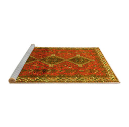 Sideview of Machine Washable Persian Yellow Traditional Rug, wshtr720yw