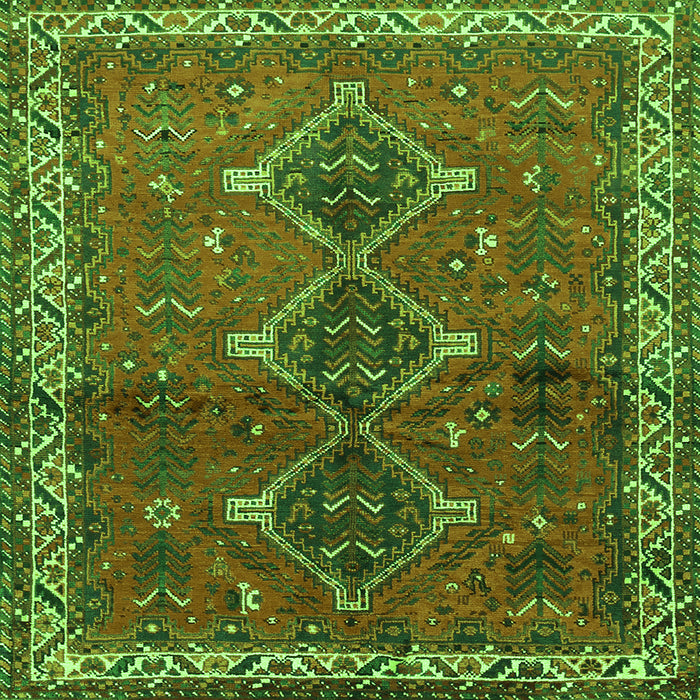 Round Machine Washable Persian Green Traditional Area Rugs, wshtr720grn
